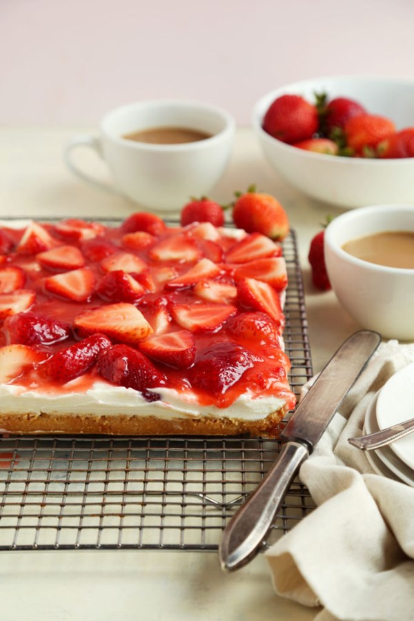 Almond flour whipped ricotta fresh strawberry bars