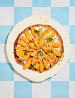 Almond galette with cream & apricots