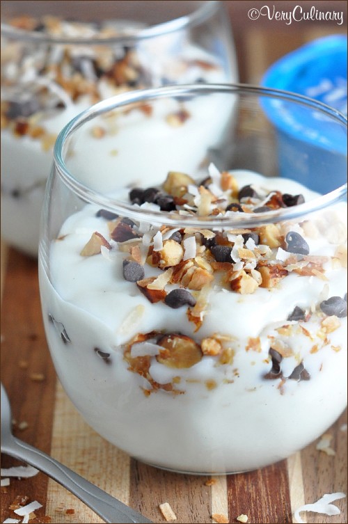 Almond Joy yogurt parfaits