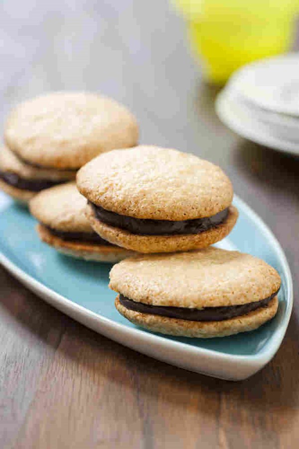 Almond macaroons with bittersweet chocolate ganache
