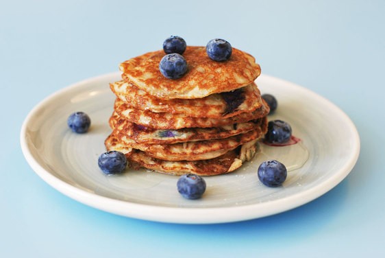 Almond meal pancakes with blueberries