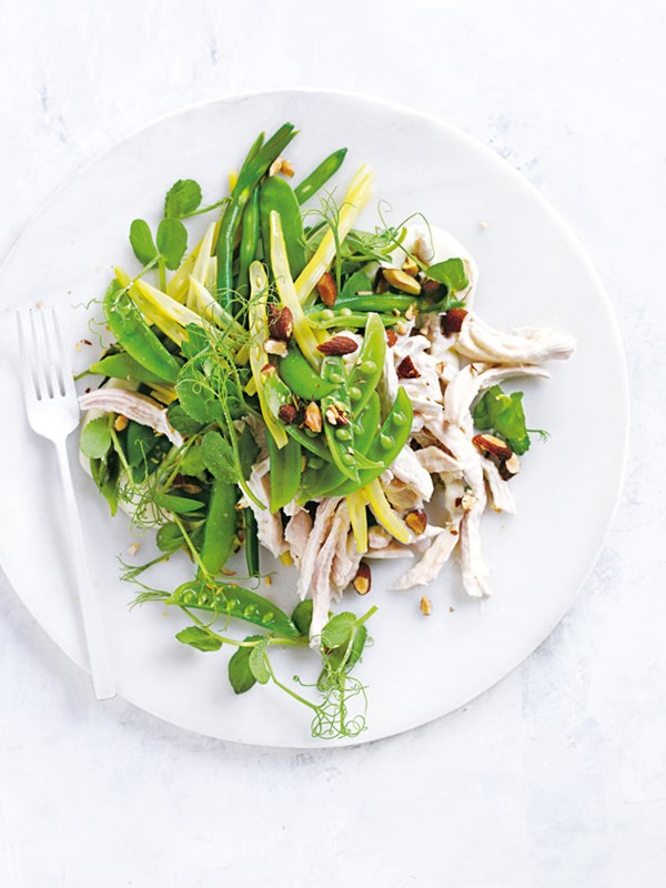 Almond milk-poached chicken salad