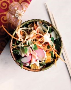Almond noodle salad with radishes and basil