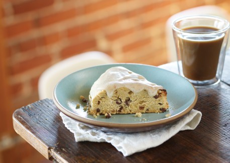 Almond oat scones with salted vanilla bean glaze