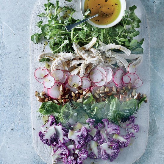 Almond-poached chicken salad