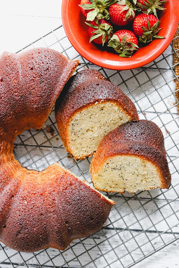Almond poppy seed bundt cake