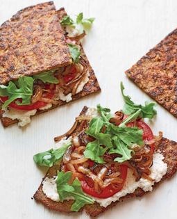 Almond ricotta and caramelized onion sandwich