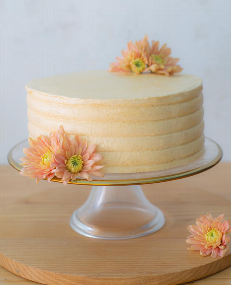 Almond sponge with caramelised apple and ginger meringue buttercream