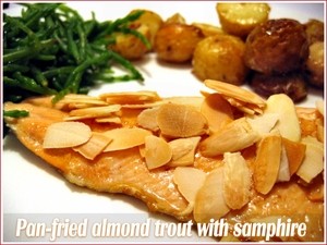 Almond trout fillets with samphire