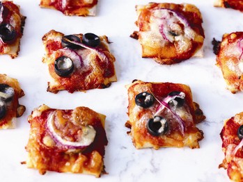 Almost bite-sized pizzas