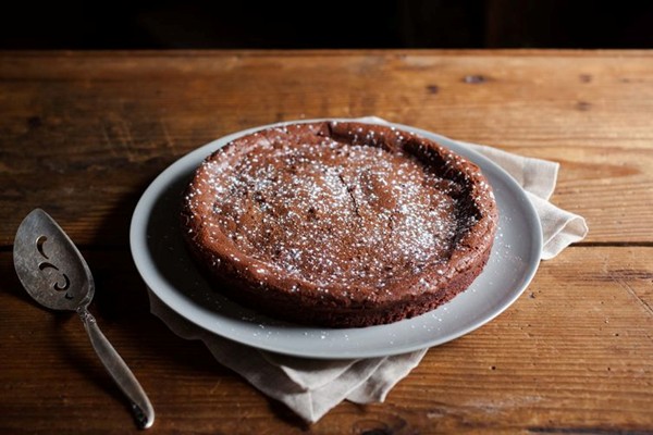 Almost flourless chocolate cake with Meyer lemon whipped cream