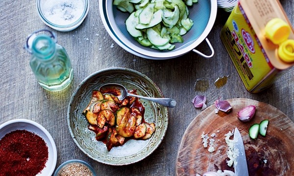 Almost-instant cucumber kimchi
