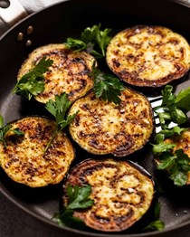 Almost no-oil pan fried eggplant