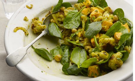 Alphonso mango and curried chickpea salad