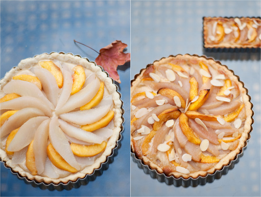Amaretto peach and pear pie