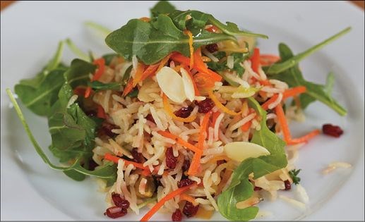 Amoli rice salad with barberries & orange peel