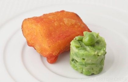 Amritsari cod with garlic and green pea chutney
