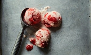 An indulgent strawberry and mascarpone ice-cream