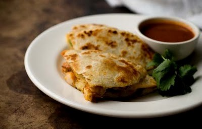 Ancho chile shrimp quesadillas