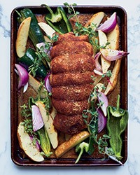 Ancho-rubbed turkey breast with vegetables