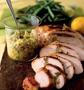 Ancho turkey breast stuffed with corn and black beans