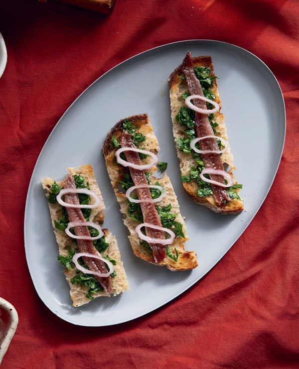 Anchovies on toast