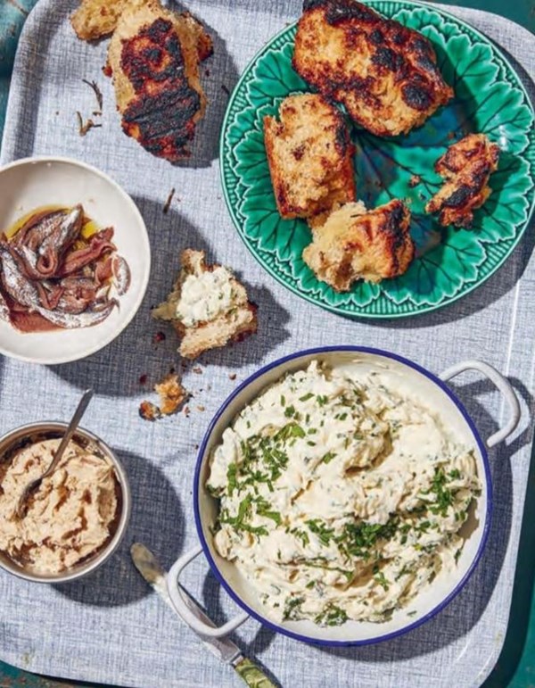 Anchovies with burnt shallot butter