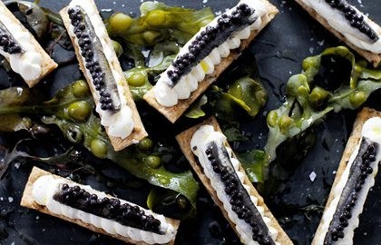 Anchovy and caviar toast