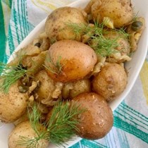 Anchovy braised potatoes and fennel