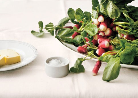 Anchovy, little gem, and tomato salad