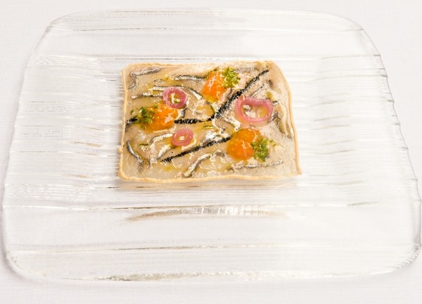 'Anchovy painting' - anchovy with bottarga mayonnaise 