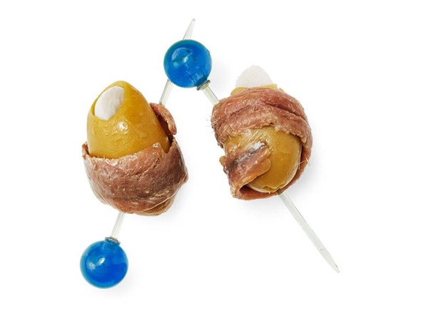 Anchovy-wrapped olives