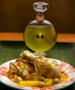 Andalusian chicken with green olives and bitter oranges (Pollo con aceitunas y naranjas agrias)