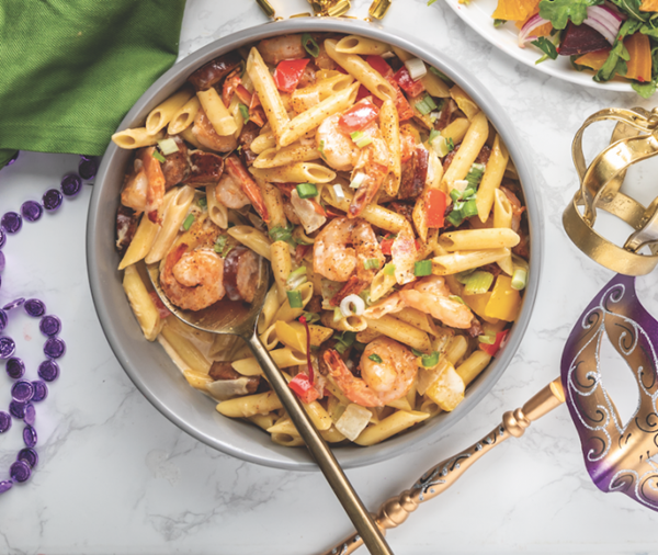 Andouille and shrimp pasta