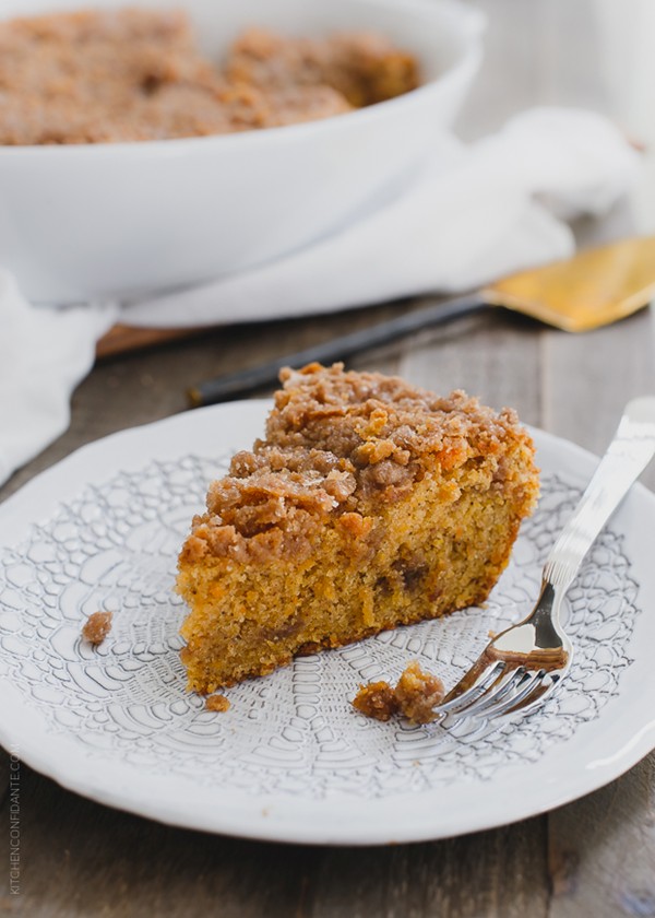 Andre's buttered rum and candied sweet potato crumb cake