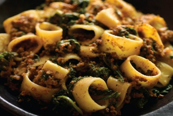 Anelloni with spicy lamb and greens