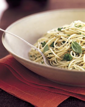 Angel hair pasta with broccoli and herb butter