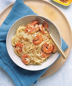 Angel hair with spicy shrimp