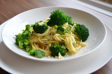 Angel hair with trees and cheese