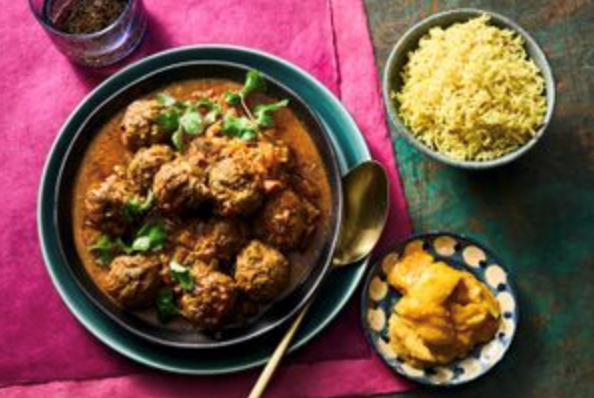 Anglo-Indian meatball curry with coconut rice [Brendan King]