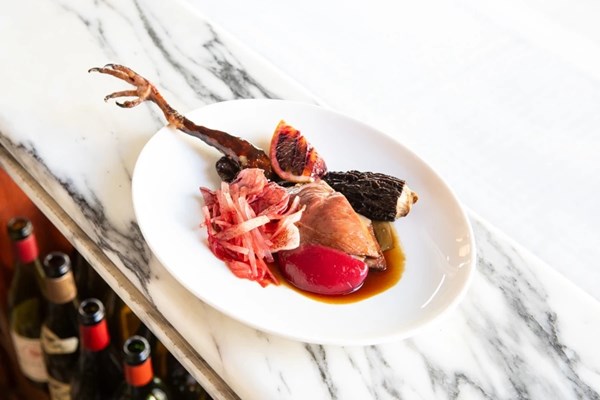 Anjou pigeon, calamansi & rhubarb [Max Coen]
