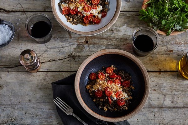 Anna Jones' favorite lentils with roasted tomatoes & horseradish