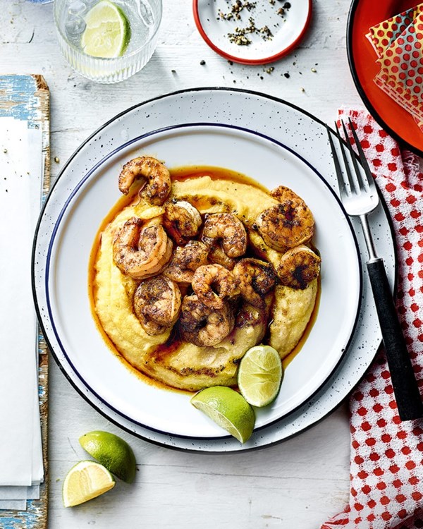 Antiguan curry butter shrimp & grits