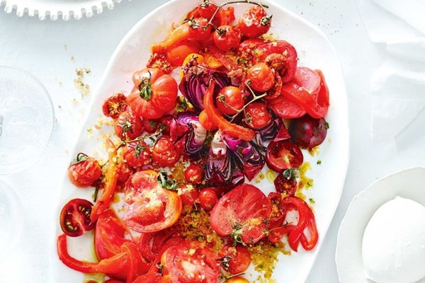Antipasti salad with prosciutto crumbs