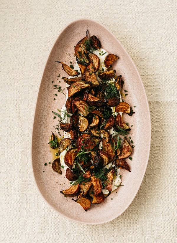 Any grilled or roasted vegetable with yogurt and soft herbs