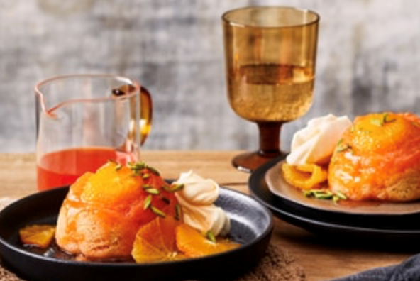 Aperol and orange steamed puddings