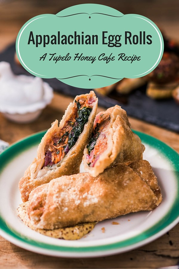 Appalachian egg rolls with smoked jalapeño sauce, pickled onions, and pulled pork