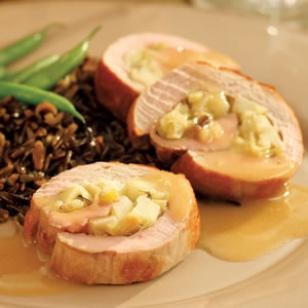 Apple-&-leek-stuffed pork tenderloin