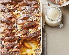 Apple & raisin brioche bread & butter pudding