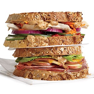 Apple, almond, and cheddar sandwich